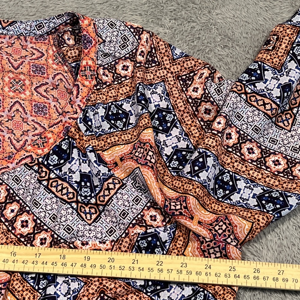Figueroa Flower Top Boho Hippie Retro Artsy Funky Patchwork Geometric Women's 3X - Picture 8 of 11